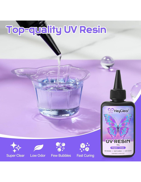 Kit de Resina UV 300g HeyClear - Epoxi Clara y Dura para Manualidades Kit de Resina UV 300g HeyClear - Epoxi Clara y Dura para Manualidades