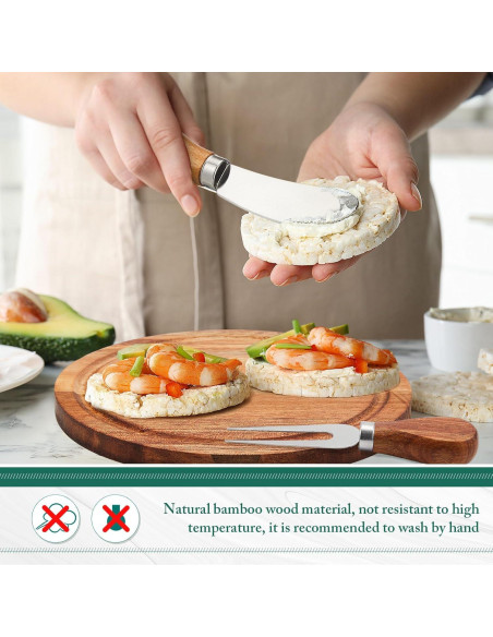 Conjunto de Tabla de Queso Redonda Maxcheck en Acacia Conjunto de Tabla de Queso Redonda Maxcheck en Acacia
