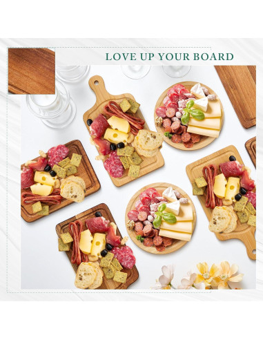 Conjunto de Tabla de Queso Redonda Maxcheck en Acacia