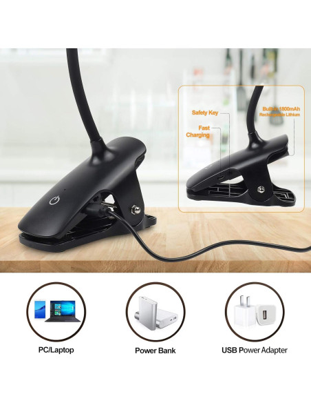 Luz de Lectura Ámbar Recargable Flowlamp con 5 Brillos Luz de Lectura Ámbar Recargable Flowlamp con 5 Brillos