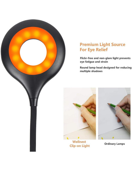 Luz de Lectura Ámbar Recargable Flowlamp con 5 Brillos Luz de Lectura Ámbar Recargable Flowlamp con 5 Brillos