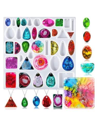 Moldes de Resina BABORUI para Joyería 38 Cavidades Silicona