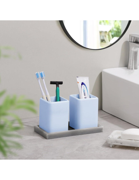 Soporte para Cepillos de Dientes Luxspire 2 PCS Diatomita Azul Soporte para Cepillos de Dientes Luxspire 2 PCS Diatomita Azul