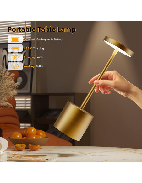 Lámpara de Mesa Inalámbrica LED JALVDE 34.29cm 5000mAh 2Pack Lámpara de Mesa Inalámbrica LED JALVDE 34.29cm 5000mAh 2Pack