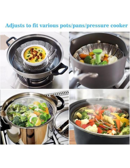 Cesta de Vapor de Verduras Acero Inoxidable 14.6-21.6 cm Cesta de Vapor de Verduras Acero Inoxidable 14.6-21.6 cm