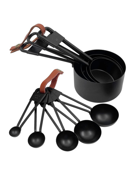 Juego de 9 Tazas y Cucharas Medidoras Acero Inoxidable LYFJXX Juego de 9 Tazas y Cucharas Medidoras Acero Inoxidable LYFJXX