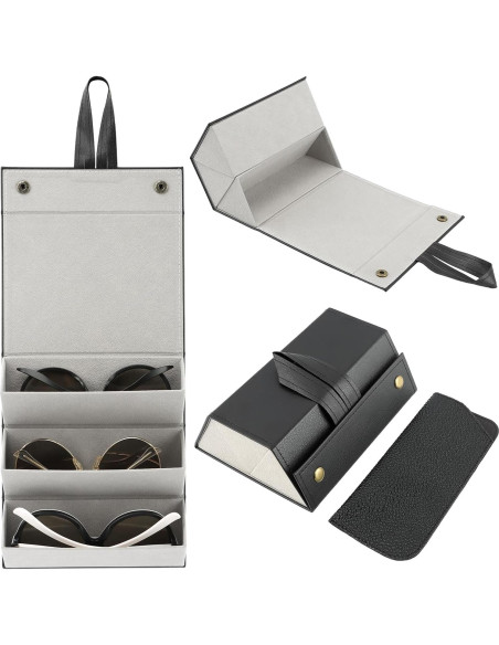 Estuche de Viaje para Gafas JIANWEI 3 Ranuras Negro Estuche de Viaje para Gafas JIANWEI 3 Ranuras Negro