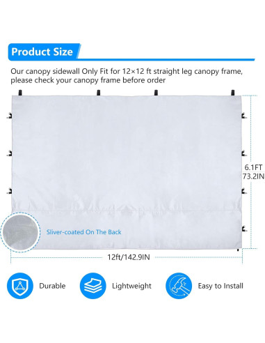 Pared Lateral Carpa Canopy Joramoy 12x12 Blanco Impermeable