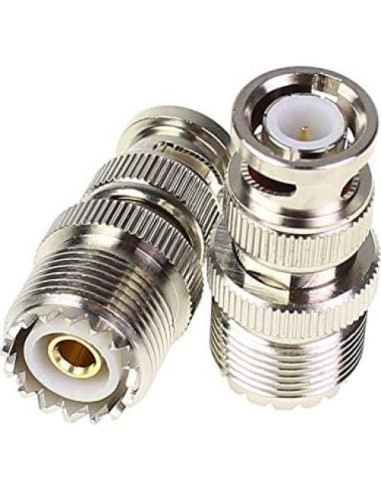 Adaptador BNC Macho a UHF Hembra SO-239 4 Piezas Coaxial RF