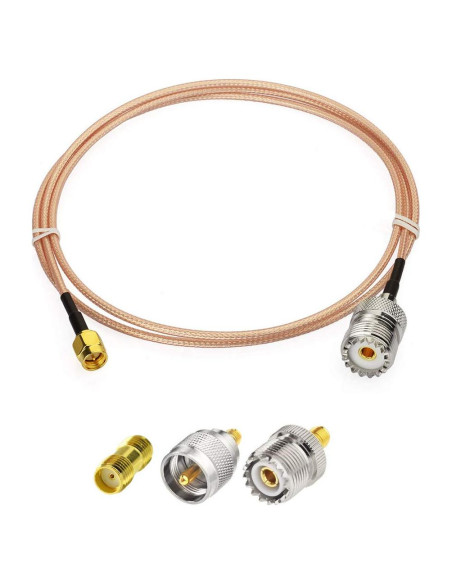 Kit Cable Coaxial RF SMA Macho a SO239 1m + Adaptadores Kit Cable Coaxial RF SMA Macho a SO239 1m + Adaptadores