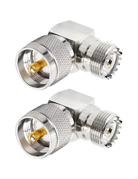 Adaptador de ángulo recto PL259 macho a UHF hembra - 2 unidades Adaptador de ángulo recto PL259 macho a UHF hembra - 2 unidades