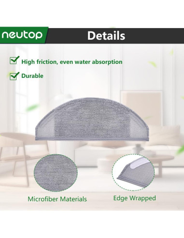 Paños de Limpieza Lavables Neutop para eufy RoboVac X8 - 6 Pack