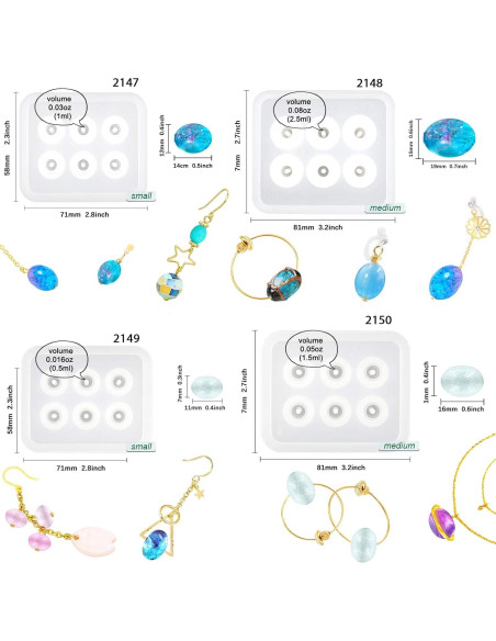 Moldes de Silicona para Joyas FUNSHOWCASE - 14 Piezas Moldes de Silicona para Joyas FUNSHOWCASE - 14 Piezas