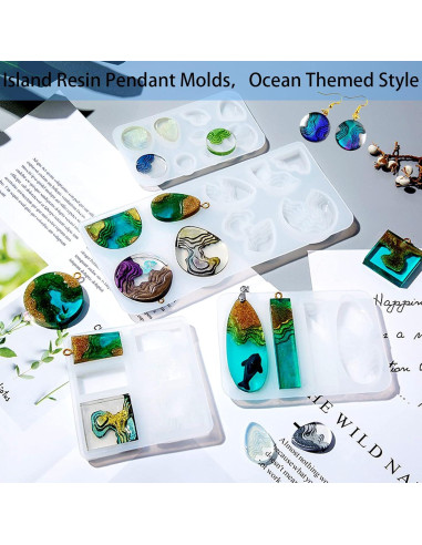 Moldes de Silicona para Joyería ZQYSING 4 Piezas Isla Oceánica