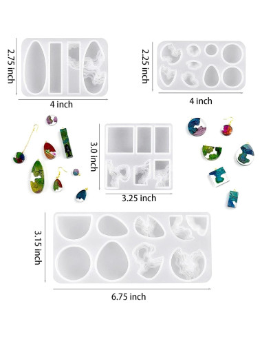 Moldes de Silicona para Joyería ZQYSING 4 Piezas Isla Oceánica