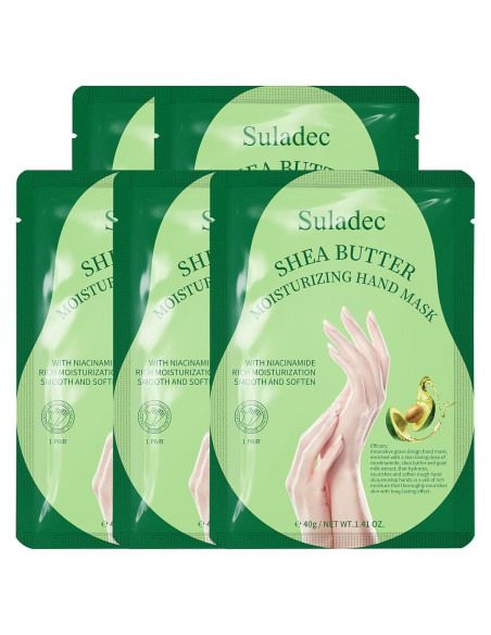 Mascarilla Hidratante para Manos SULADEC - Manteca de Karité y Leche de Cabra - 5 Pares Mascarilla Hidratante para Manos SULADEC - Manteca de Karité y Leche de Cabra - 5 Pares