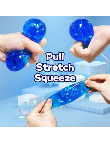 Pelotas Antiestrés Brillantes Kawaite Azul - Juguetes Flexibles