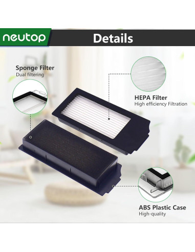 Filtros de Reemplazo Neutop para Ecovacs Deebot X1 y N20 - Paquete de 4