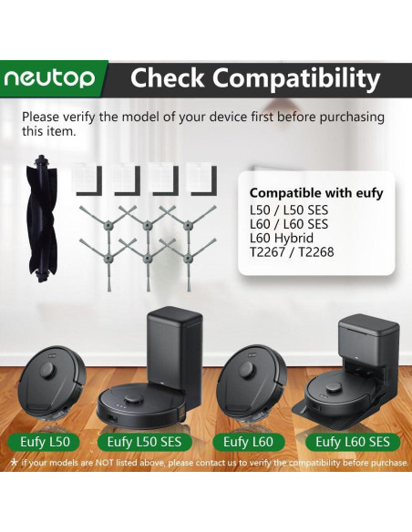 Kit de Reemplazo Neutop para Aspiradora eufy L50 L60 - 1 Rodillo 4 Filtros HEPA 6 Cepillos Kit de Reemplazo Neutop para Aspiradora eufy L50 L60 - 1 Rodillo 4 Filtros HEPA 6 Cepillos