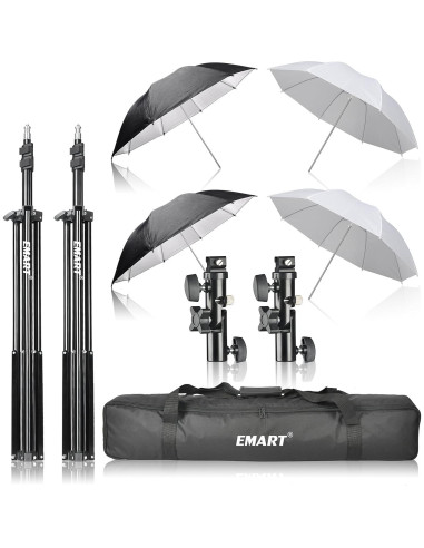 Kit de Paraguas Fotográfico Reflectante EMART 33" con Soporte