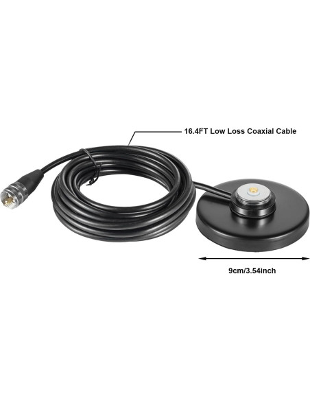 Soporte Magnético NMO Eifagur con Cable PL-259 5m para Antena Soporte Magnético NMO Eifagur con Cable PL-259 5m para Antena