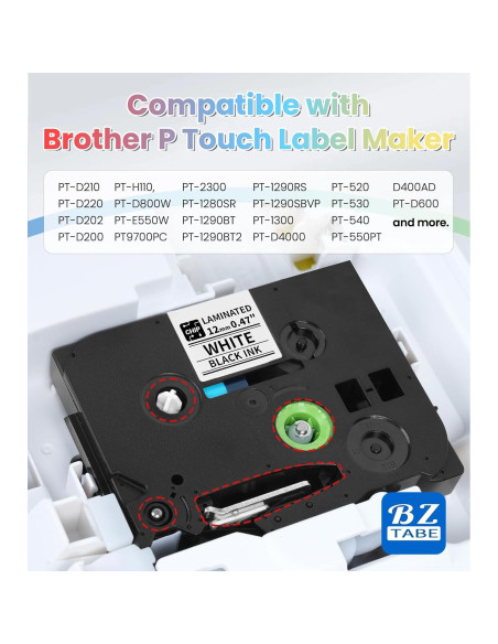 Paquete de 6 cintas TZe 12mm EazeID para etiquetadora Brother Paquete de 6 cintas TZe 12mm EazeID para etiquetadora Brother