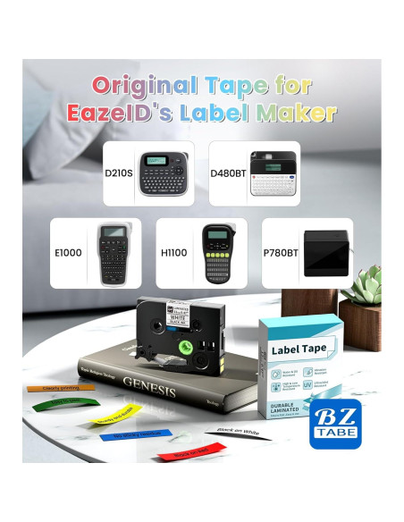 Paquete de 6 cintas TZe 12mm EazeID para etiquetadora Brother Paquete de 6 cintas TZe 12mm EazeID para etiquetadora Brother