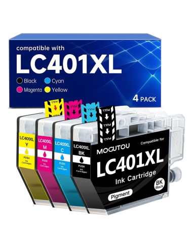 Cartuchos de tinta MOGUTOU LC401XL compatibles Brother 4PK