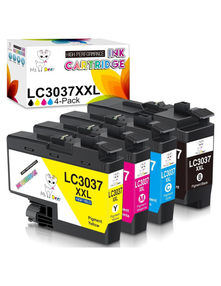 Cartuchos de tinta Miss Deer LC3037 XXL 4 Paquetes para Brother