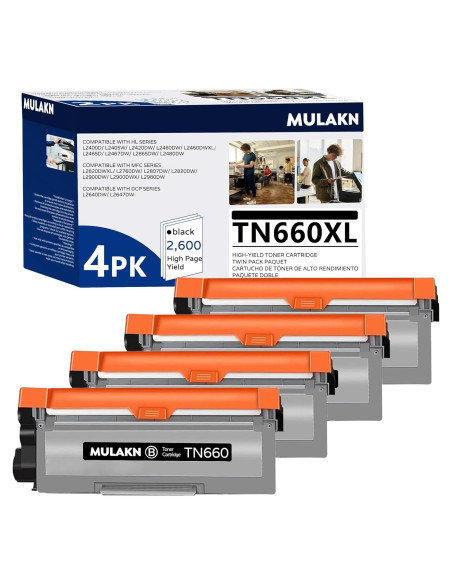 Cartucho de Tóner TN660 Mulakn para Impresoras Brother - 4PK Cartucho de Tóner TN660 Mulakn para Impresoras Brother - 4PK
