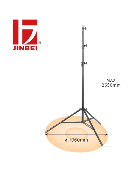 Soporte de Luz JINBEI 2.6m Ajustable con Amortiguación Profesional Soporte de Luz JINBEI 2.6m Ajustable con Amortiguación Profesional