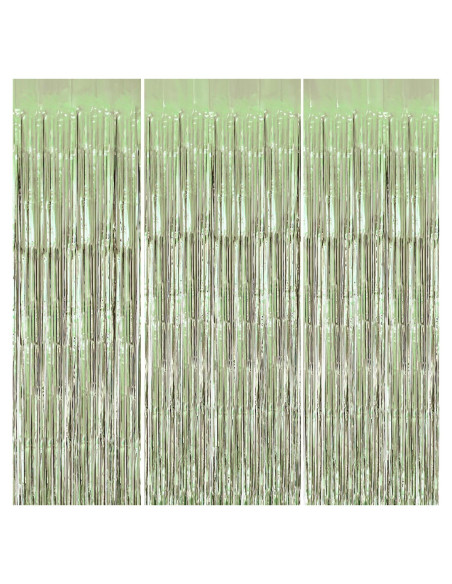 Paquete de 3 Cortinas de Flecos de Papel de Aluminio DECOCKRAT 1x2.5m Verde Claro Paquete de 3 Cortinas de Flecos de Papel de Aluminio DECOCKRAT 1x2.5m Verde Claro
