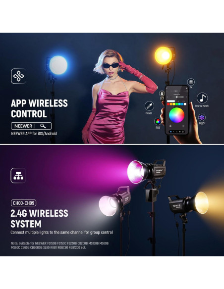 Luz de Video LED RGB NEEWER FS150C 130W 2500-7500K con Reflector Luz de Video LED RGB NEEWER FS150C 130W 2500-7500K con Reflector