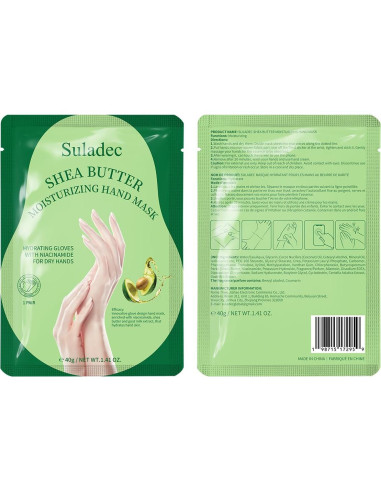 Mascarilla Hidratante para Manos SULADEC - Manteca de Karité y Leche de Cabra - 5 Pares