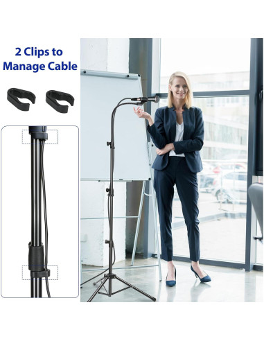 Soporte de Micrófono Universal Ajustable 61-170 cm con Clips