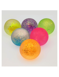 6 Bolas Antiestrés Brillantes Hofimeta 6.1 cm Alivio Estrés