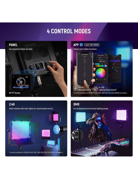 Panel de Luz LED RGB NEEWER PL60C 60W 23000Lux para Estudio Panel de Luz LED RGB NEEWER PL60C 60W 23000Lux para Estudio