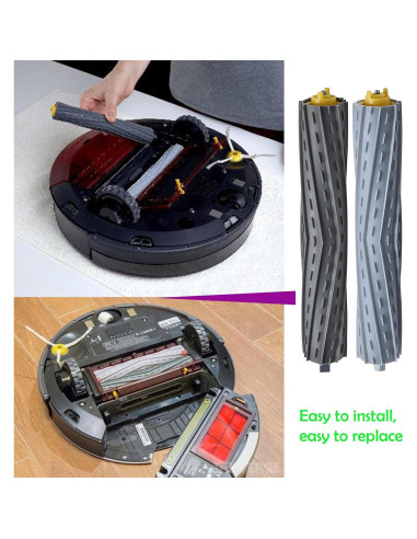 2 Juegos de Cepillos de Rodillo de Goma Fuyoda para iRobot Roomba 800/900