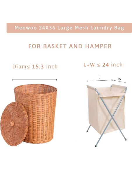 Bolsa de Lavandería de Malla Grande Meowoo 61x91 cm Blanca Bolsa de Lavandería de Malla Grande Meowoo 61x91 cm Blanca