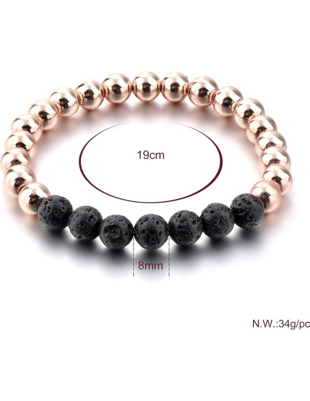 Pulsera Volcánica MYSTIQS Oro Rosa y Lava Unisex 18.7-25.4 cm Pulsera Volcánica MYSTIQS Oro Rosa y Lava Unisex 18.7-25.4 cm