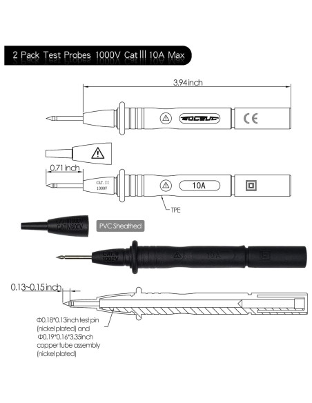 Kit de Cables de Prueba de Multímetro BOCEUC 223 - Silicona, 10A Kit de Cables de Prueba de Multímetro BOCEUC 223 - Silicona, 10A
