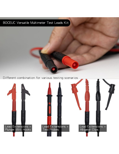 Kit de Cables de Prueba de Multímetro BOCEUC 223 - Silicona, 10A