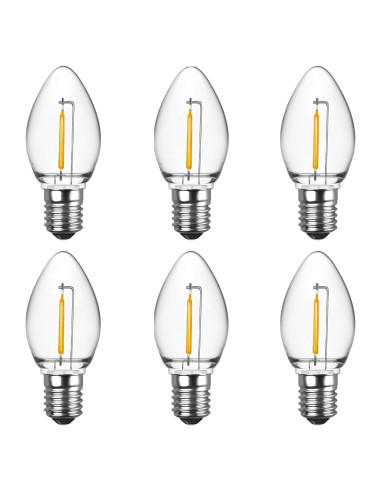 Bombillas LED C7 Meconard E12 0.6W Blanco Cálido Paquete 6