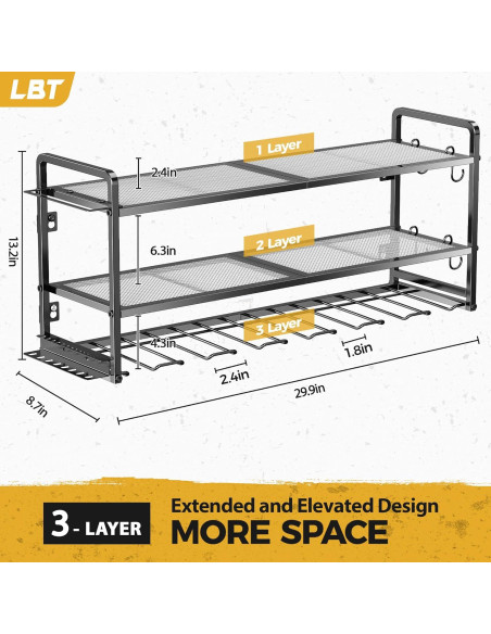 Organizador de Herramientas LBT Montaje en Pared 3 Capas 7 Soportes Organizador de Herramientas LBT Montaje en Pared 3 Capas 7 Soportes