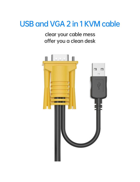 Cable KVM USB VGA 3m Yinker - Extensión para Interruptor KVM Cable KVM USB VGA 3m Yinker - Extensión para Interruptor KVM