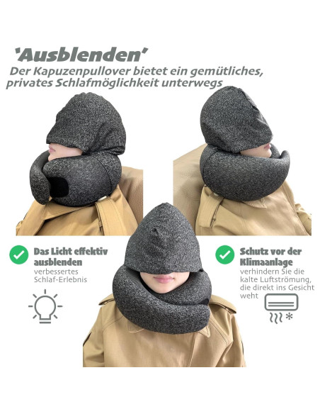 Almohada de Cuello de Viaje ZechnoX Ergonómica Espuma de Memoria Almohada de Cuello de Viaje ZechnoX Ergonómica Espuma de Memoria