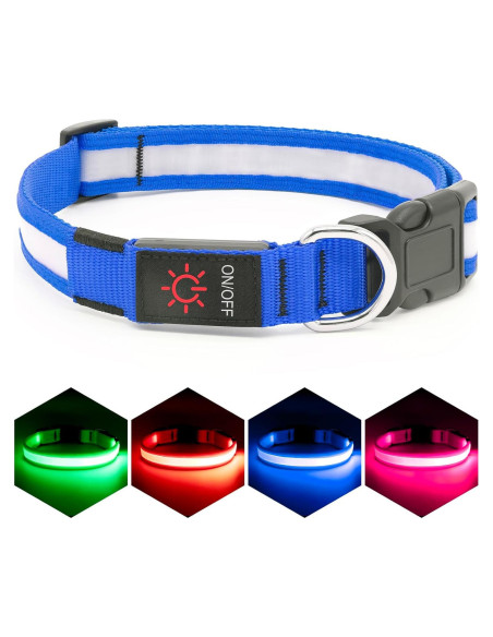 Collar LED para Perros Vizpet Ajustable Recargable Azul 28-40 cm Collar LED para Perros Vizpet Ajustable Recargable Azul 28-40 cm