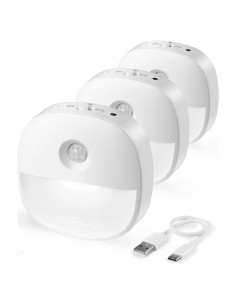 Luz Nocturna Recargable Lyridz con Sensor de Movimiento, 3 Unidades