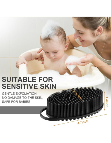 Exfoliante de Silicona Metene para Cuerpo - Negro, 2 en 1