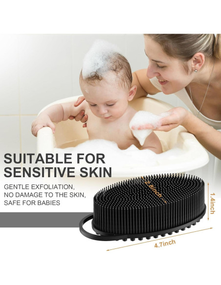 Exfoliante de Silicona Metene para Cuerpo - Negro, 2 en 1 Exfoliante de Silicona Metene para Cuerpo - Negro, 2 en 1